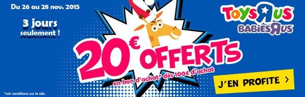 Toys R Us promo Lego 20€ offerts