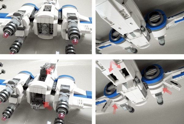 LEGO blue squadron X-Wing in Hangar details