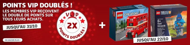 Promotion LEGO VIP doublés octobre 2016