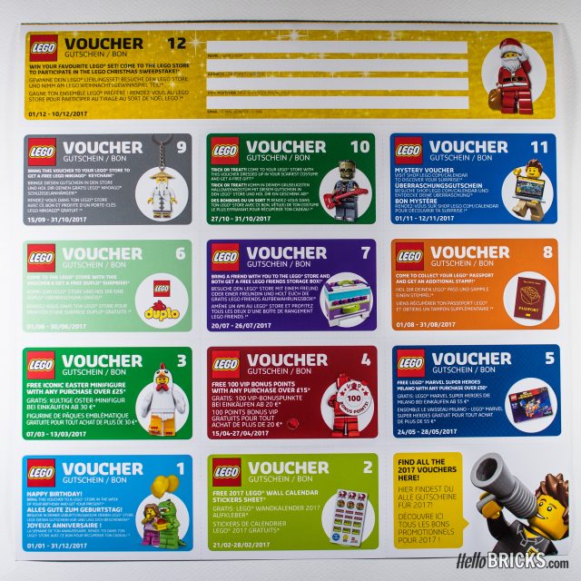 Calendrier LEGO 2017 vouchers