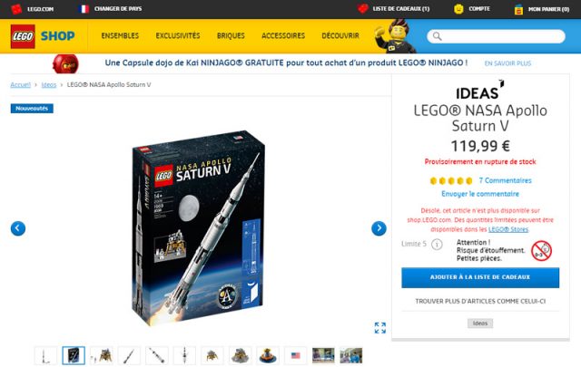 LEGO Ideas 21309 Saturn V fiche produit