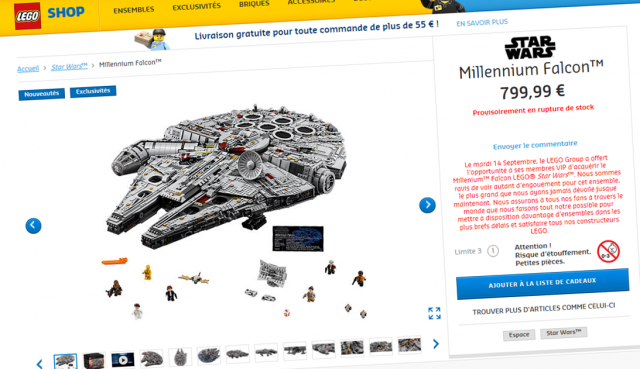 LEGO 75192 UCS Millennium Falcon indisponible