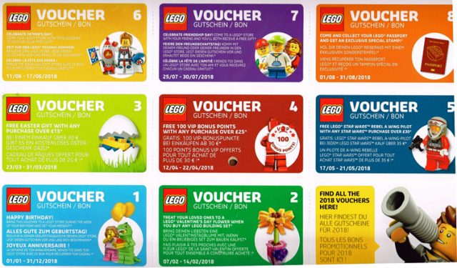 Calendrier officiel LEGO 2018 vouchers