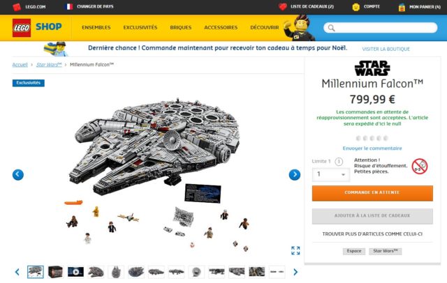 LEGO Star Wars 75192 Millennium Falcon UCS commandes en attente