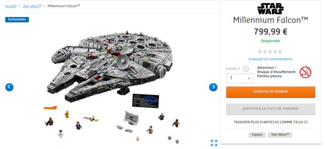 LEGO 75192 UCS Millennium Falcon de retour en stock