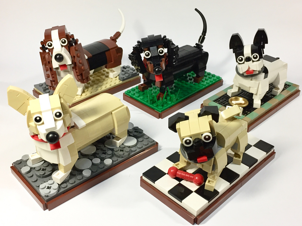 Lot De 5 Chiens Miniatures En Briques De Construction - Jeu De Construction, Neuf