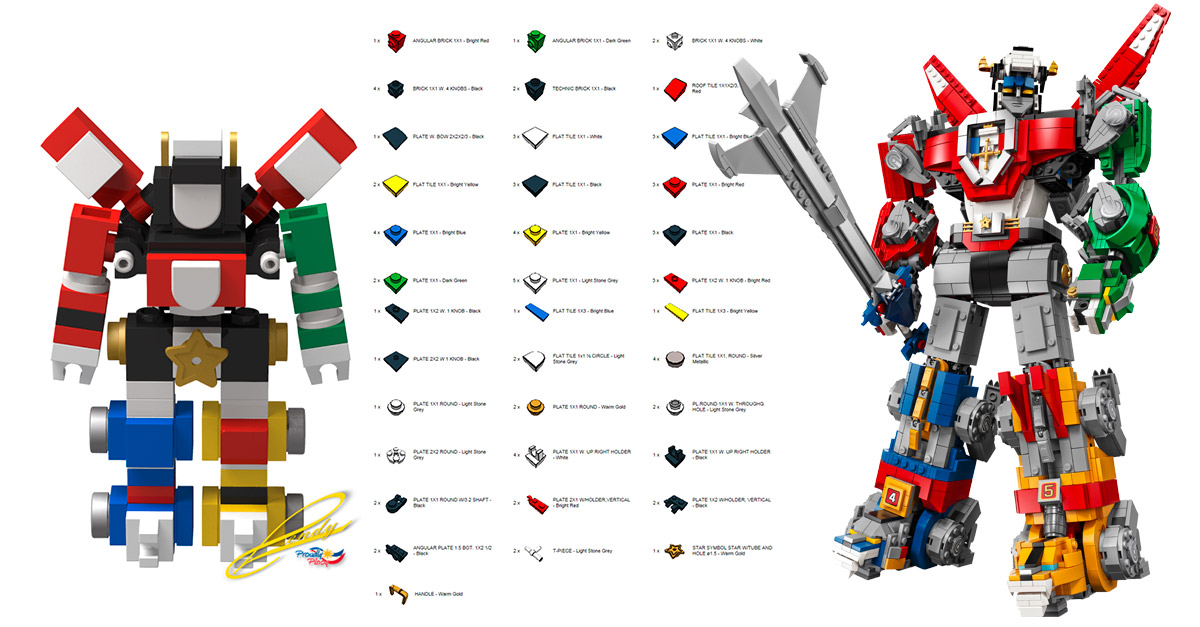 Un micro LEGO Ideas 21311 Voltron par le créateur du projet HelloBricks