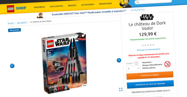 LEGO Star Wars 75251 Darth Vader’s Castle précommande