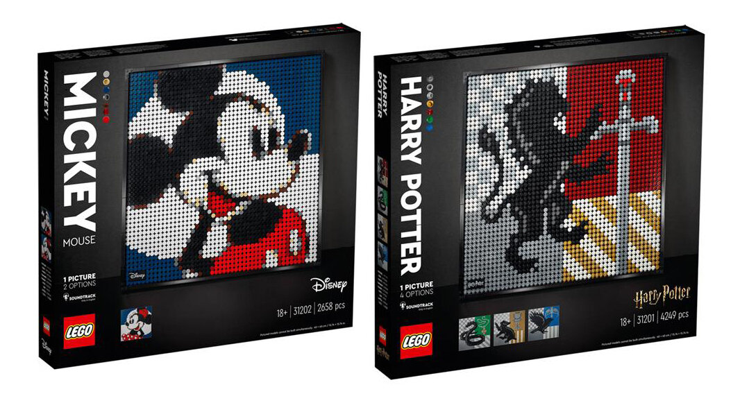 LEGO Art 2021 : les visuels officiels des tableaux 31201 Harry Potter et  31202 Mickey Mouse - HelloBricks