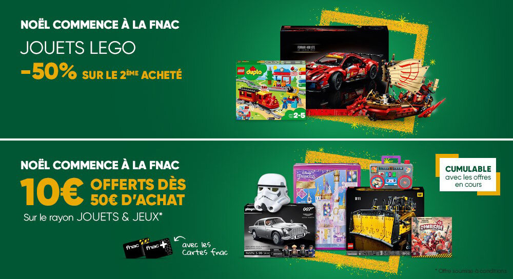 Promos FNAC : -50% sur le 2ème set LEGO acheté et 10€ offerts dès 50€ d