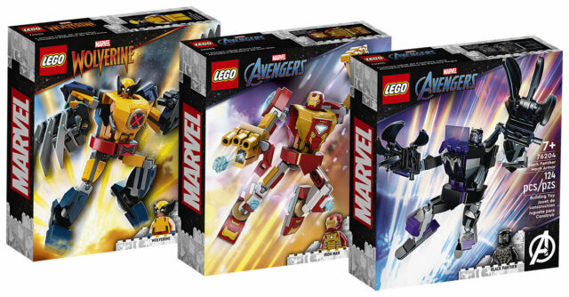 LEGO Marvel mechs 2022 Wolverine Iron Man Black Panther