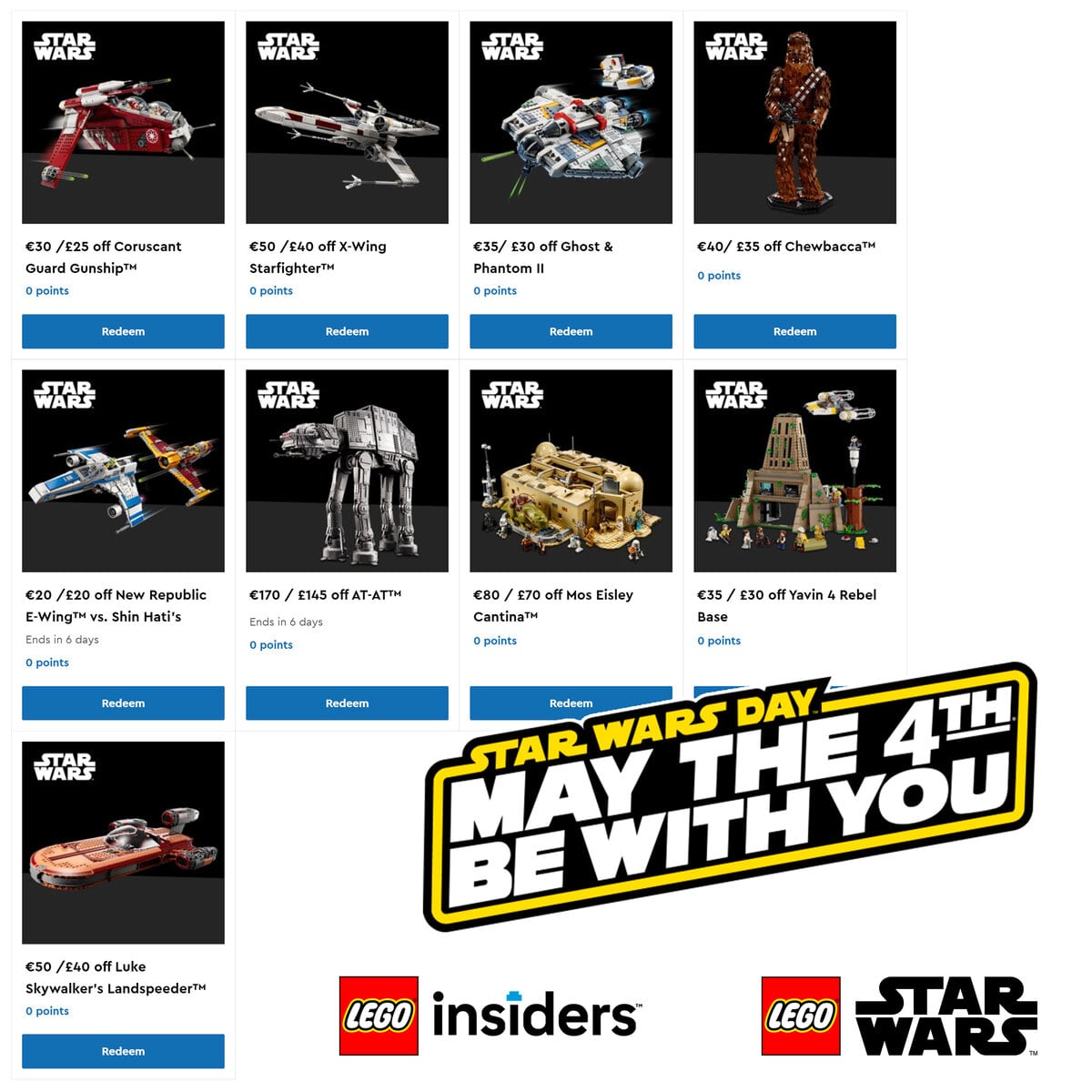 LEGO Star Wars May the 4th les codes promo LEGO Insiders sont disponibles (jusqu